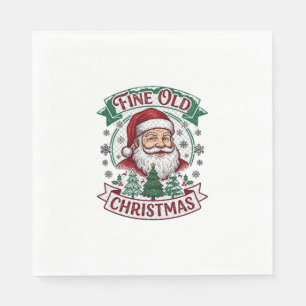 Mooie Oude Kerstman Kerstbomen Sneeuwvlokken Servet