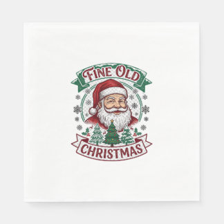 Mooie Oude Kerstman Kerstbomen Sneeuwvlokken Servet