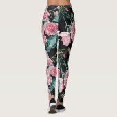 Mooie oude roze rozen middelgrote Leggings (Achterkant)