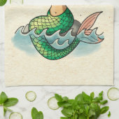 Mooie oude school Zeemeermin Theedoek (Gevouwen)