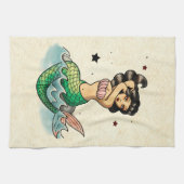 Mooie oude school Zeemeermin Theedoek (Horizontaal)