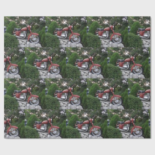 Mooie oude scooter glanzend inpakpapier (Vlak)