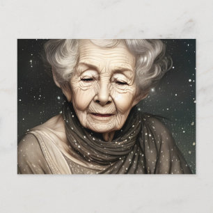 Mooie oude vrouw van Stardust Digital Art Briefkaart