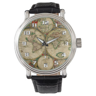 Mooie oude wereldkaart Geweldige Horloge