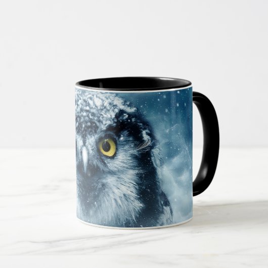 Mooie Owl in sneeuw Mok (Voorkant rechts)