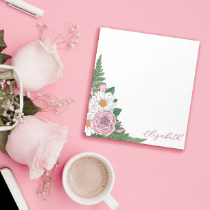 Mooie Ox-eye Daisies Roze Rozen Bloemen Notitieblok