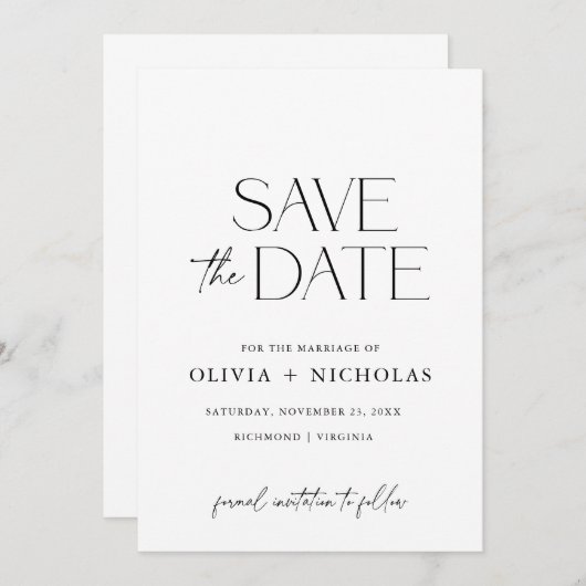 Mooie Paar Font Duo Save the Date Kaart (Voorkant / Achterkant)