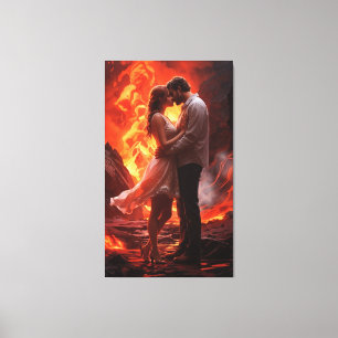 Mooie paar romance muurkunst canvas afdruk