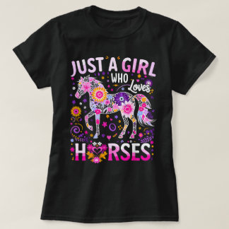 Mooie Paard Kleurrijk Gewoon Een Meisje Dat Van Pa T-shirt