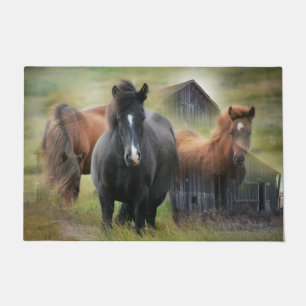 Mooie paarden en bijtende Barn Deurmat