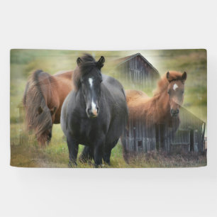 Mooie paarden en bijtende Barn Spandoek