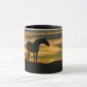 Mooie paarden en zonsondergang mok (Midden)