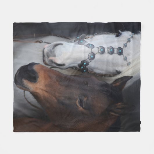 Mooie Paarden Foto Fleece Deken (Voorkant (Horizontaal))