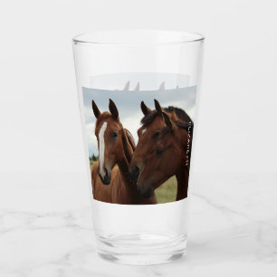 Mooie paarden gepersonaliseerd glas