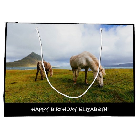 Mooie paarden Grote Gift Bag Groot Cadeauzakje (Achterkant)