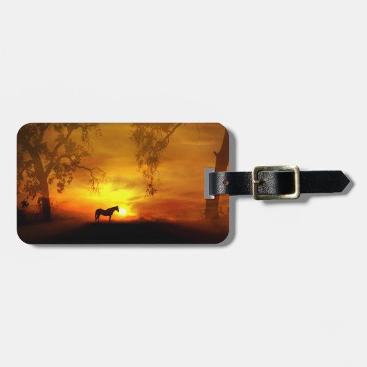 Mooie paarden in het Sunset Custom Bagagelabel (Voorkant horizontaal)
