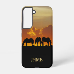 Mooie paarden in zonsondergang Avond Maatwerk Begi Samsung Galaxy Hoesje