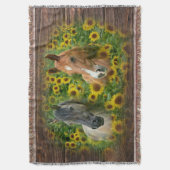Mooie paarden op het gebied van zonnebloemen deken (Voorkant Verticaal)