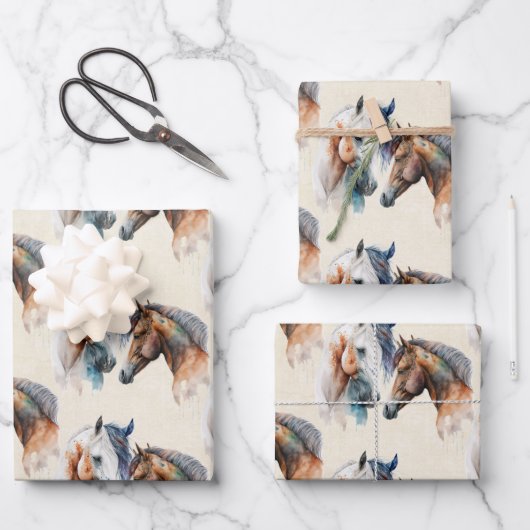 Mooie Paarden Western Boho Pattern Inpakpapier Vel (Voorkant)