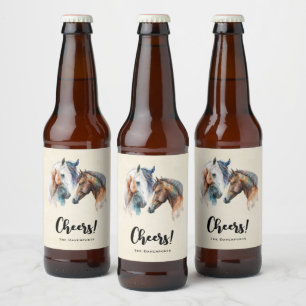 Mooie Paarden Western Boho Stijl Proost! Bier Etiket