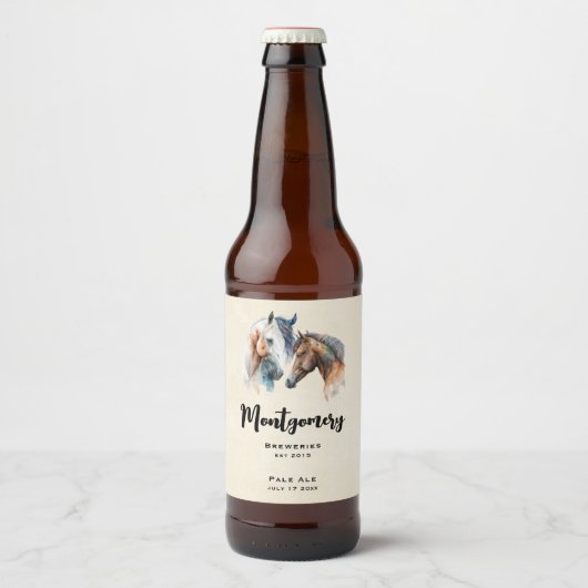 Mooie Paarden Western Boho Style Bier Making Bier Etiket (Voorkant)