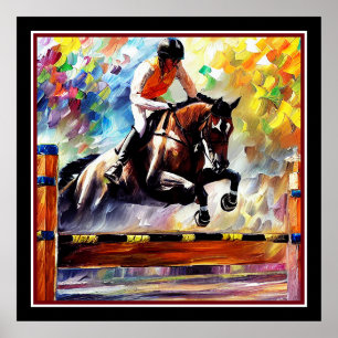 Mooie paardenschok die digitale olieleverf produce poster