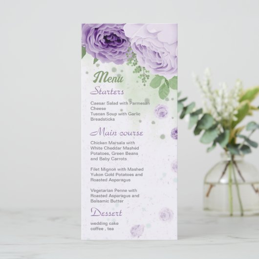 mooie paarse bloemen groene bladeren botanisch menu (Staand voorkant)