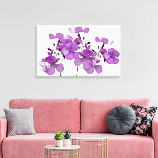 Mooie paarse bloemen moderne bloemsierkunst canvas afdruk (Insitu (Woonkamer))