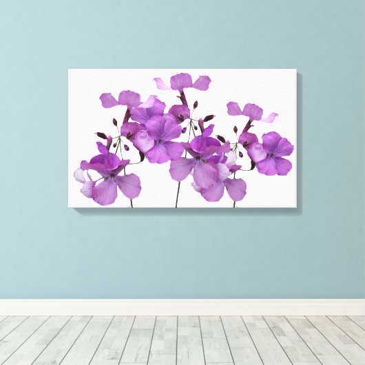Mooie paarse bloemen moderne bloemsierkunst canvas afdruk (Insitu (Houten vloer))