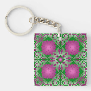 Mooie Paarse Bloemen Sleutelhanger