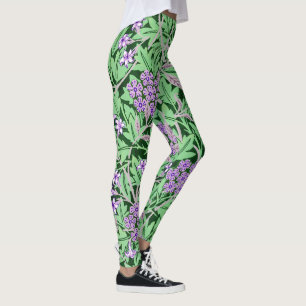 Mooie Paarse Bloemmotief Leggings