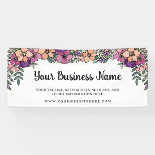 Mooie Paarse Blush Bloemige Zakelijke Naam Spandoek