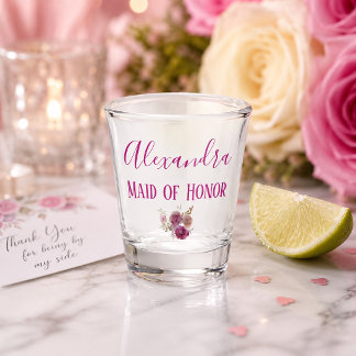 Mooie Paarse Bruidsmeisje Huwelijks Cadeau Shot Glas