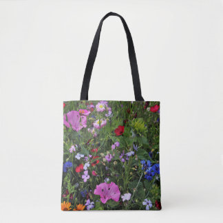Mooie Paarse en blauwe wilde bloemen Draagtas