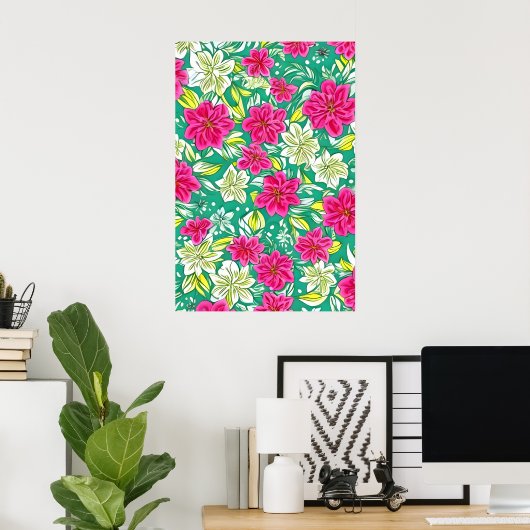 Mooie paarse en witte leliebloemen poster (Thuiskantoor)