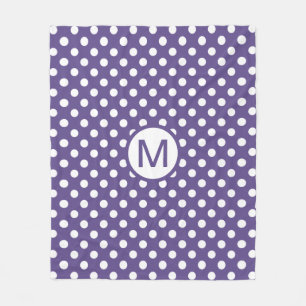 Mooie paarse en witte polka stippen monogram fleece deken