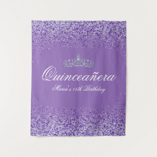 Mooie Paarse Glitter Quinceanera Wandkleed