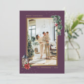 Mooie Paarse gouden Waterverf met kerstmis Feestdagenkaart (Staand voorkant)