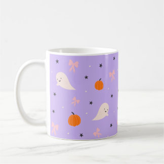 Mooie paarse Halloween-geestpatroon mok