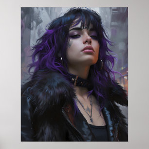 Mooie Paarse Haren Meisje Poster