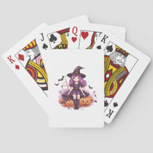 Mooie Paarse Heet Toverpompoenen & Vleermuizen Pokerkaarten