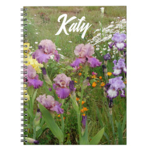 Mooie paarse iris bloem bloemstuk aanpasbaar notitieboek