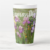 Mooie Paarse iris bloementuin vrouwen Latte Mok (Voorkant)