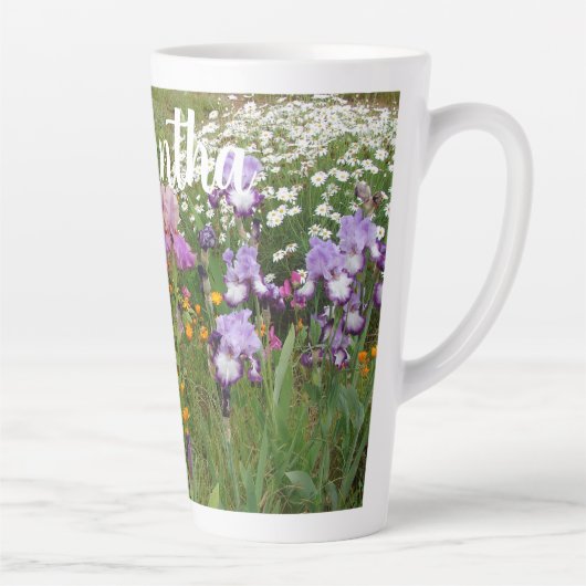 Mooie Paarse iris bloementuin vrouwen Latte Mok (Rechts)