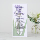 Mooie Paarse Iris Bruiloftsprogramma Programma (Staand voorkant)