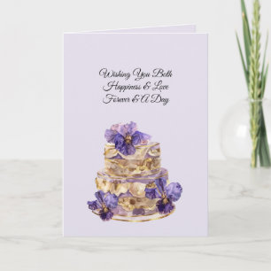 Mooie Paarse Iris Champagne Crème Bloemige Bruilof Kaart