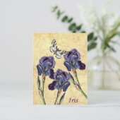 Mooie Paarse Iris Flowers en Butterfly Briefkaart (Staand voorkant)