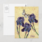 Mooie Paarse Iris Flowers en Butterfly Briefkaart (Voorkant / Achterkant)