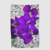Mooie paarse iris golfhanddoek (Voorkant)