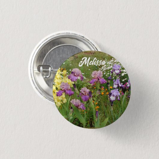 Mooie Paarse Iris Irissen bloementuin Ronde Button 3,2 Cm (Voorkant /achterkant)